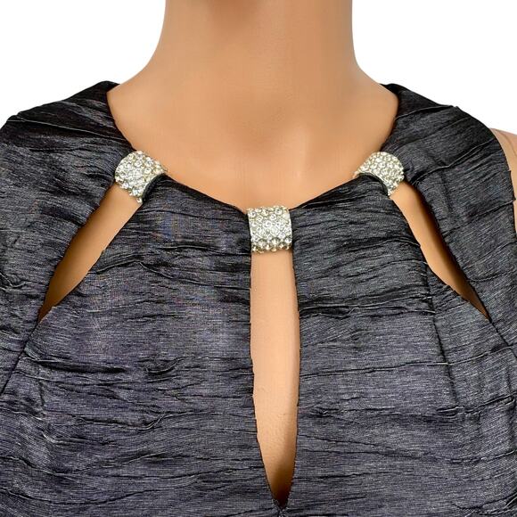 Eliza J Womens Sleeveless Triple Cutout Rhinestone Embellished Cocktail Dress 2 - Picture 6 of 14